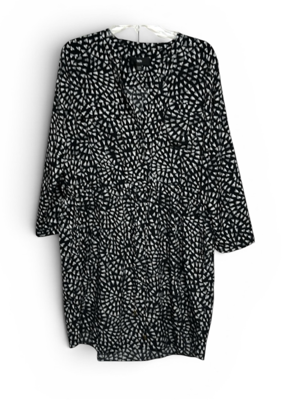 Mossimo Black White Geometric Print Tie Waist Dress Women’s XXL